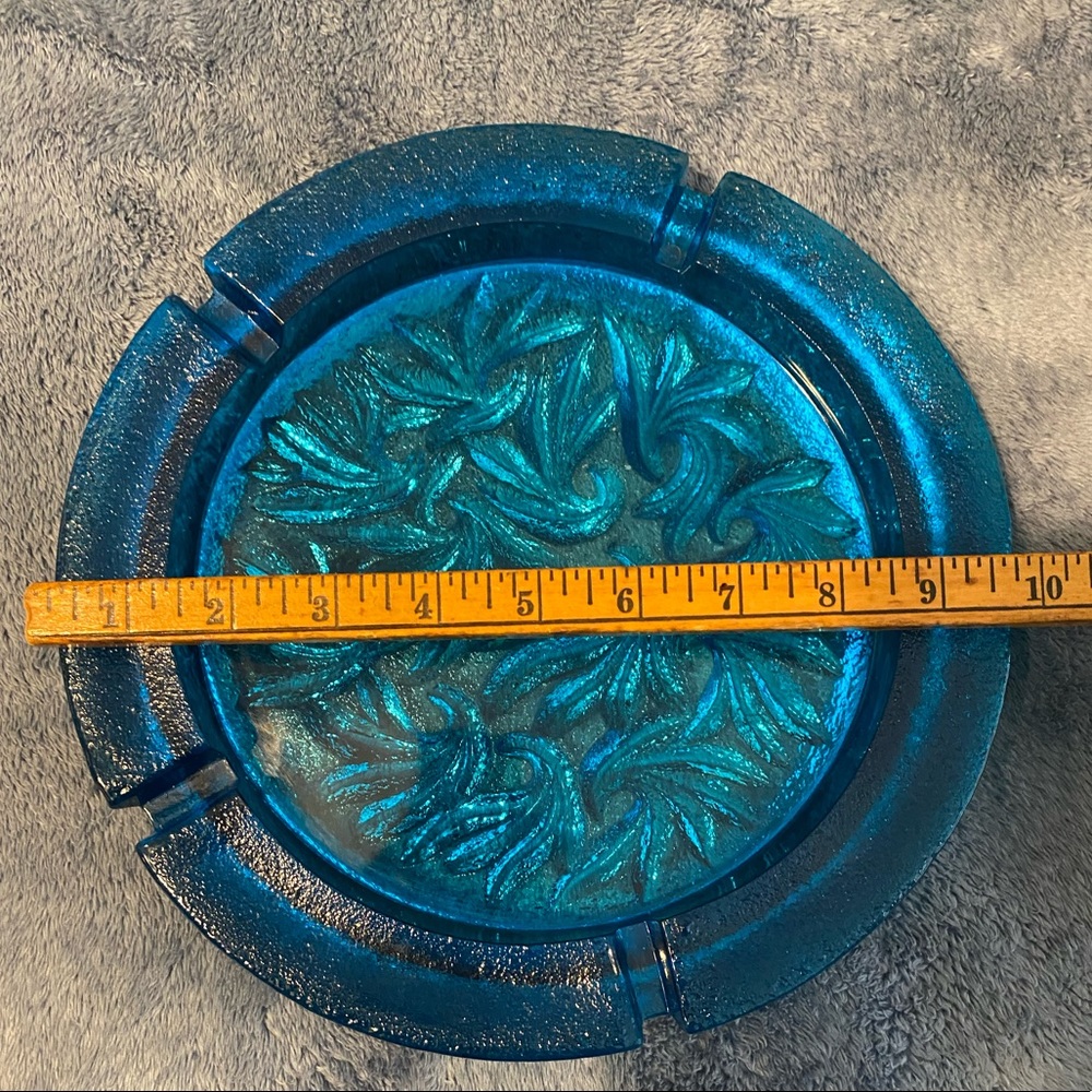 Vintage Blenko Glass 10in Heavy Ashtray Rare